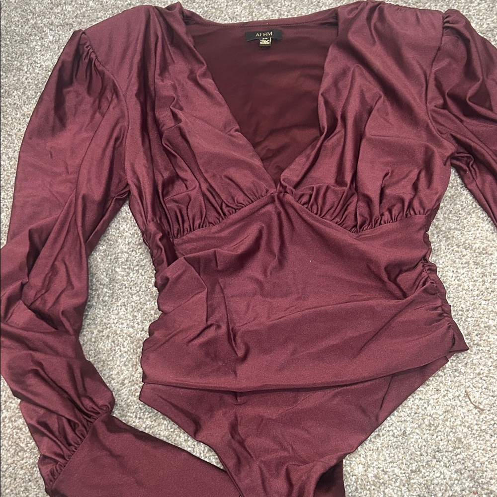 AFRM Deep Wine Long Sleeve Bodysuit